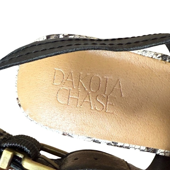 Dakota Chase Sandals Womens 11M Nineth Cross Strap Cork Wedge Snakeskin Black - Picture 9 of 11